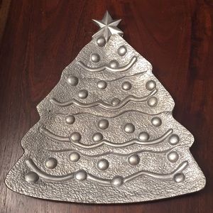 Christmas platter silver metal.